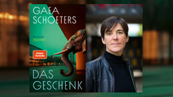Foto von Gaea Schoeters und ihrem Buchcover